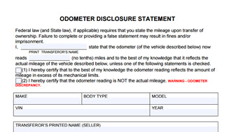 odometer statement disclosure form