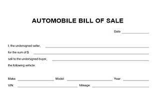 Automobile Bill Of Sale Form