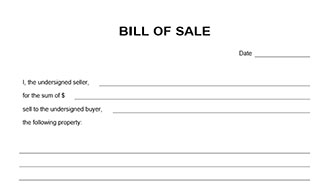 Blank Bill Of Sale Form