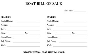 Boat Bill Of Sale Form