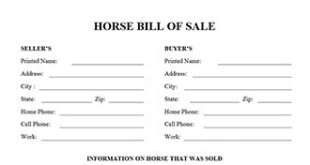 Horse Bill Of Sale Form