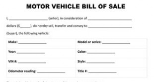 Motor Vehicle Bill Of Sale Form