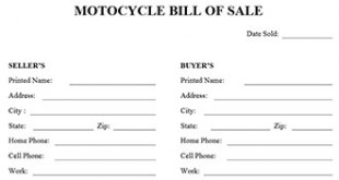 Motorcycle Bill Of Sale Form