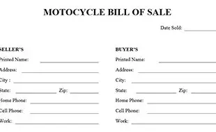 Motorcycle Bill Of Sale Form