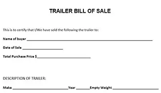 Trailer Bill Of Sale