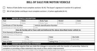 Automotive Bill Of Sale Form