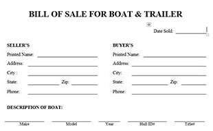 Bill Of Sale For Boat And Trailer