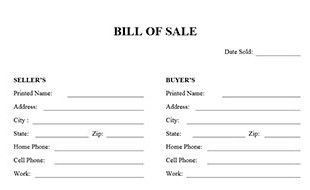 General Bill Of Sale Form