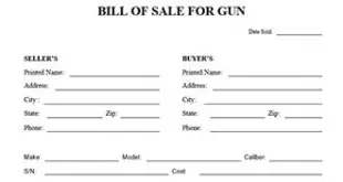 Gun Bill Of Sale Form