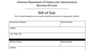 Arkansas bill of sale form