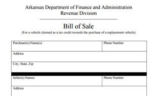 Arkansas bill of sale form